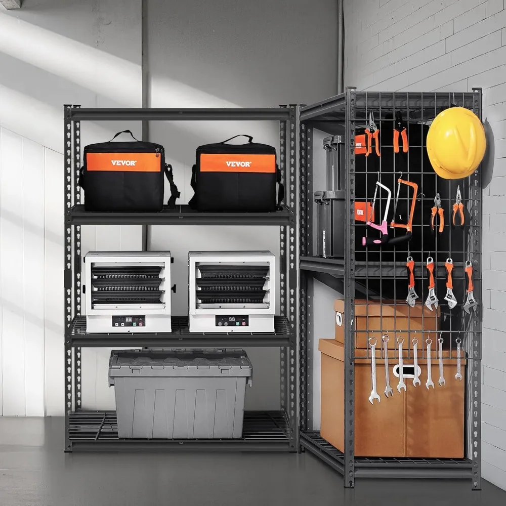 وحدة رفوف معدنية شديدة التحمل مكونة من 4 طبقات، سعة 2400 رطلاً، رف تخزين جراج قابل للتعديل لطابق السفلي في مستودع المطبخ