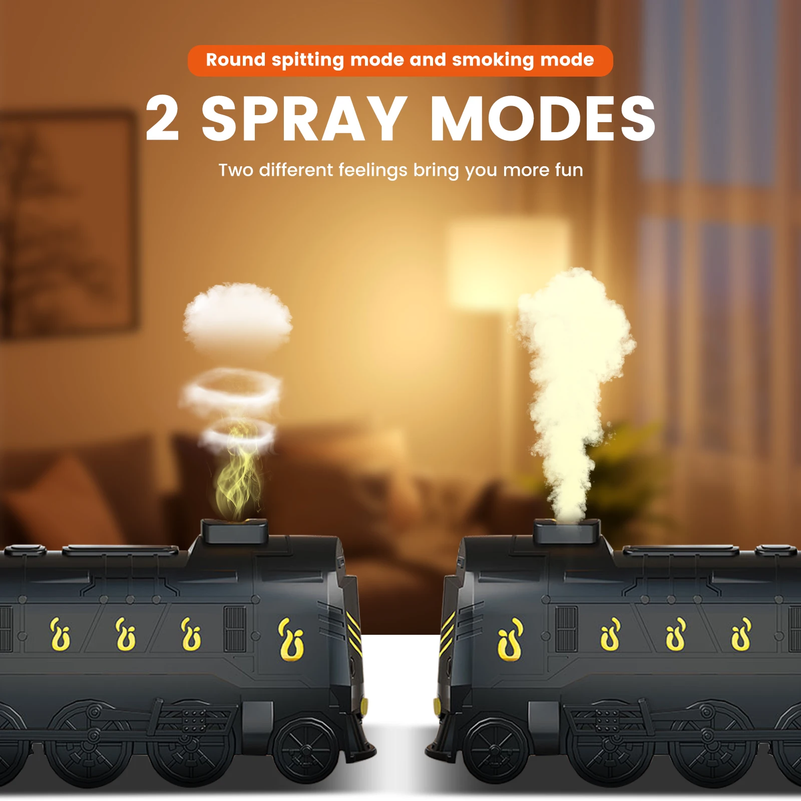 Steam Train Essential Oil Diffuser with Light 300ml Train Humidifier Diffuser Ultra Quiet Train Humidifier 2 Misting 2 Light