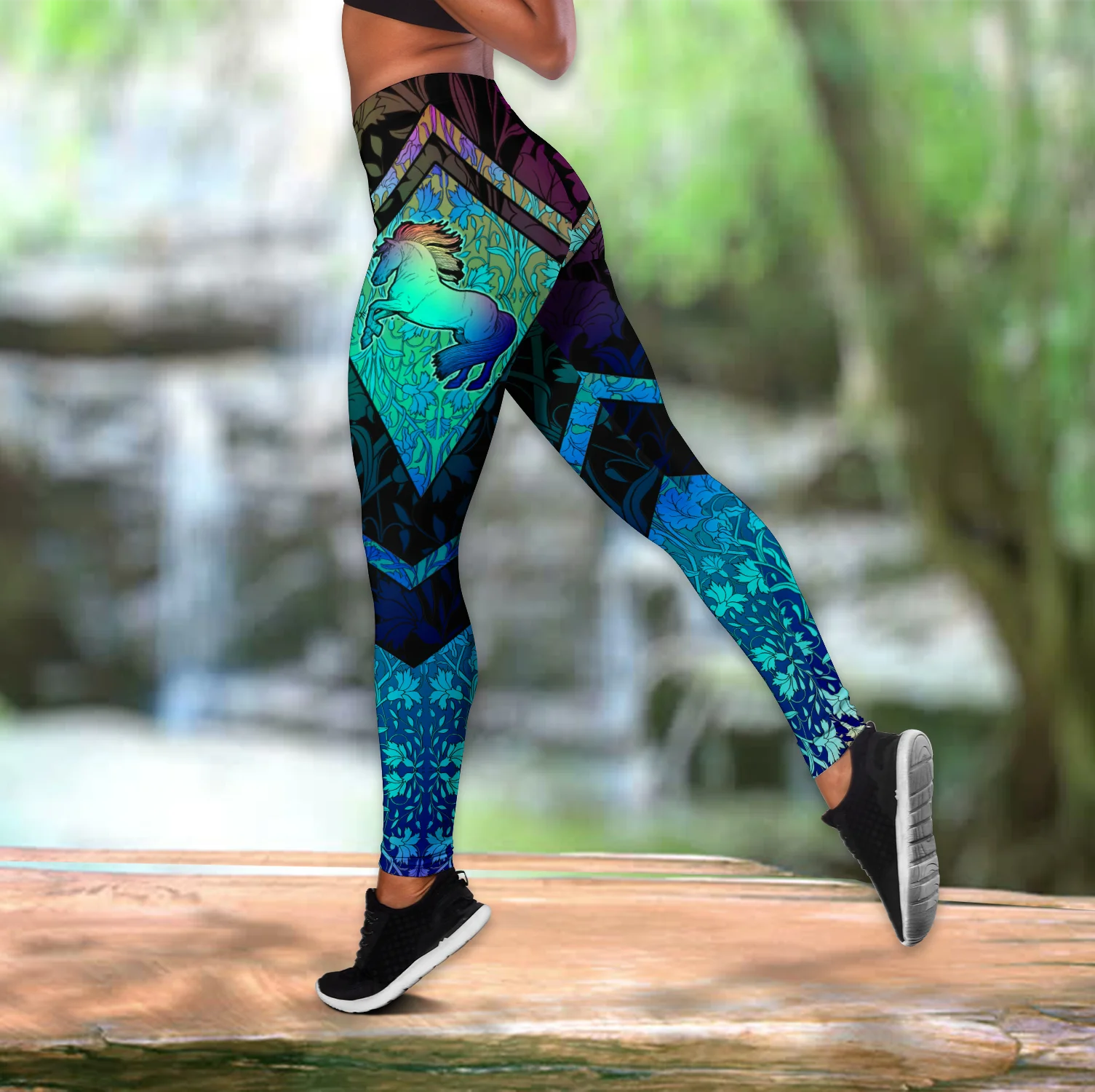 Conjunto de mallas y camiseta sin mangas con estampado 3D de Love Horse para mujer, para Fitness Leggings largos, pantalones para correr, DDK90