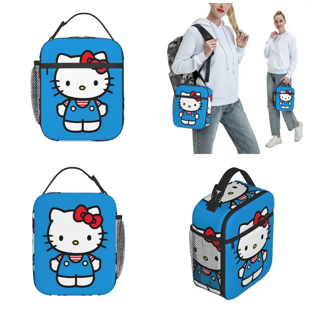 Kawaii Cute Hello Kitty Insulated Lunch Bags High Capacity Reusable Thermal Bag Tote Lunch Box Beach Outdoor Food Bag