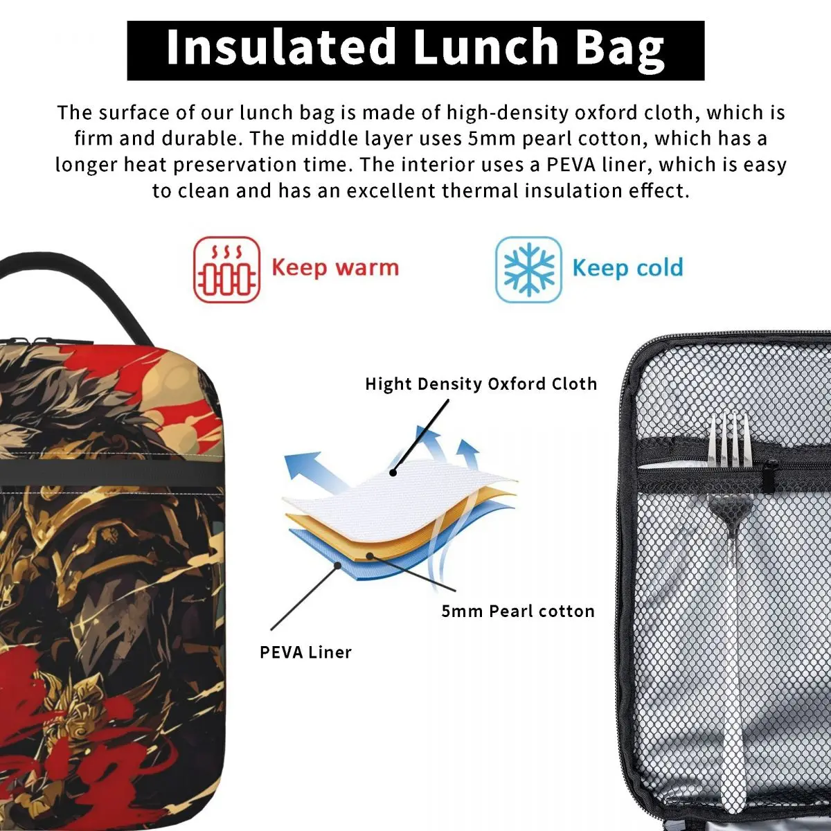 Schwarzer Mythos Wukong Spiel Produkt isoliert Lunch Bag Monkey King Lagerung Lebensmittel boxen tragbare Thermo kühler Lunchboxen