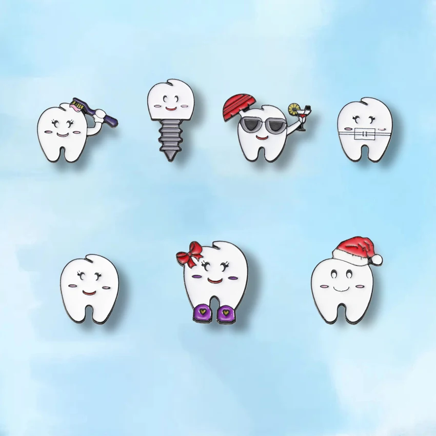 Cartoon Love Teeth Brooch Clothing Accessories Backpack Alloy Brooch Badge Enamel Lapel Pins Wholesale