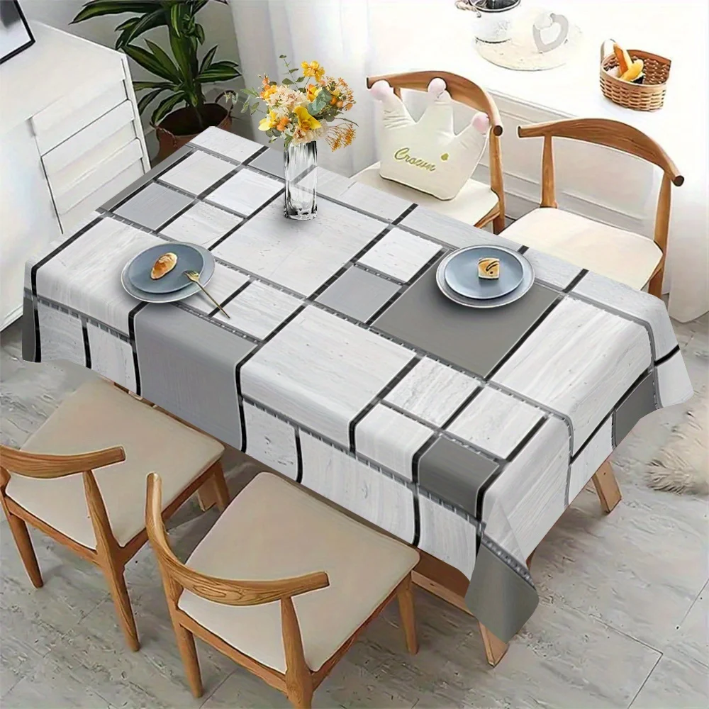Marble pattern, rectangular, polyester tablecloth
