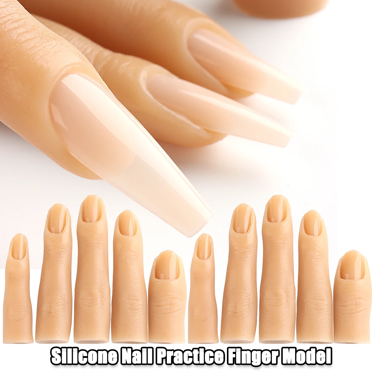 

Реалистичная силиконовая модель пальца для практики ногтей со суставами и гибкими накладными пальцами - гибкий тренировочный инструмент для искусственных ногтей