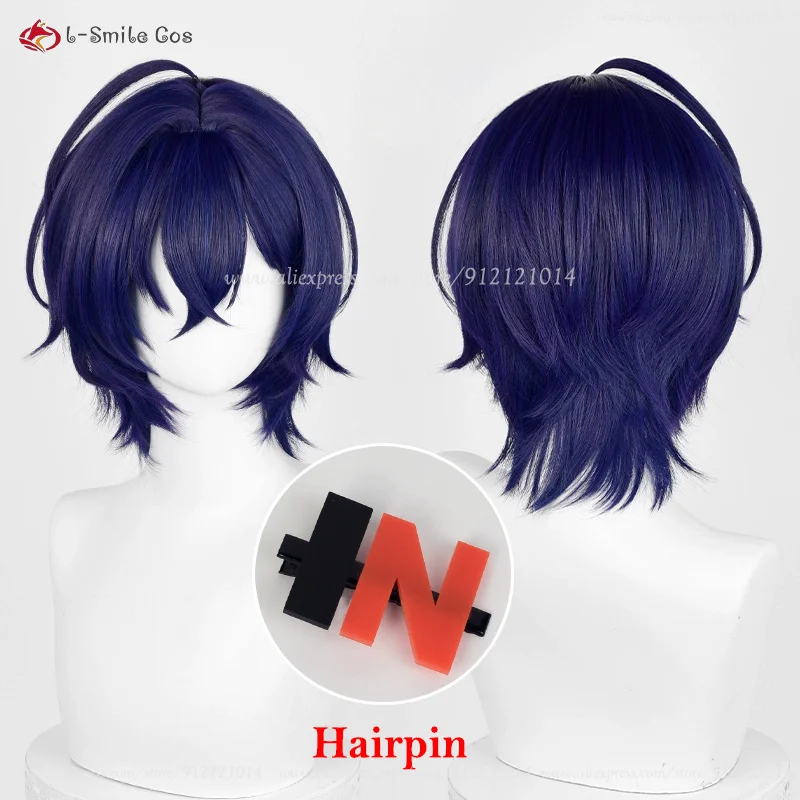 

Phaethon Belle Cosplay Wig 35cm Short Blue Wigs Heat Resistant Synthetic Hair Halloween Party Anime Wigs + Wig Cap