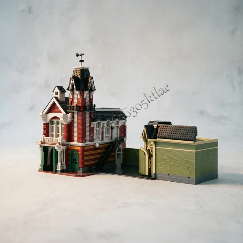 5172PCS MOC City Street Views Modular Magic Kingdom Fire Station and Garage Building Block Diy Educational Assembly Kid Toy Gift