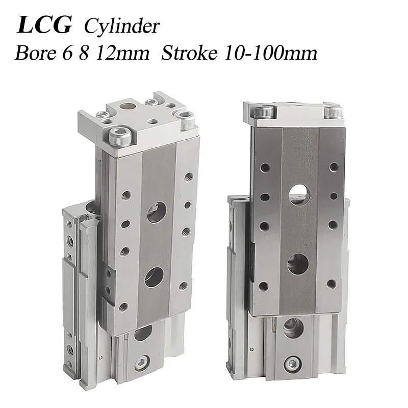 HLH LCG6 8 12*10 20 30 40 50 75 100mm Air Slide Table Pneumatic Cylinder Double Acting LCG Series Linear Cylinder High-quality