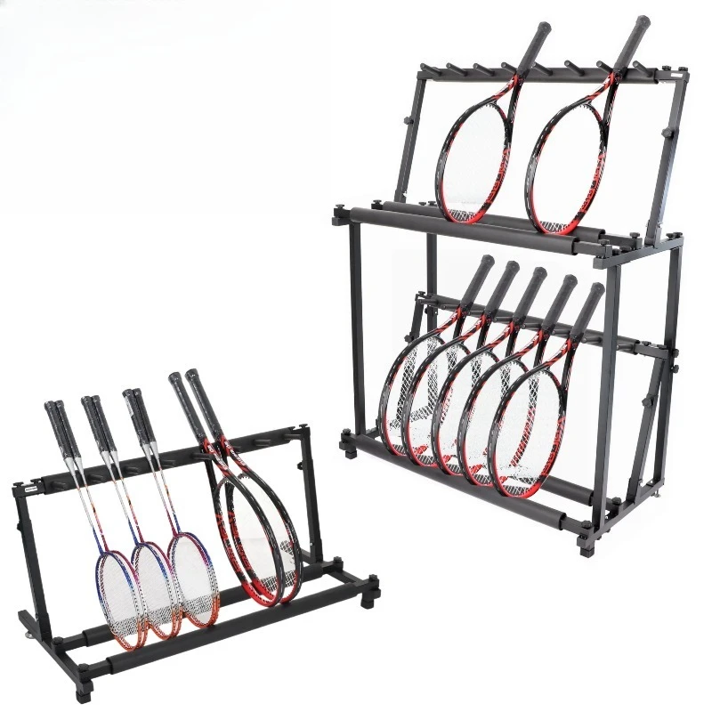 Double-layer Racket Display Rack, Racket Rack, Boutique Rack 7 Groups Of 14 Heads