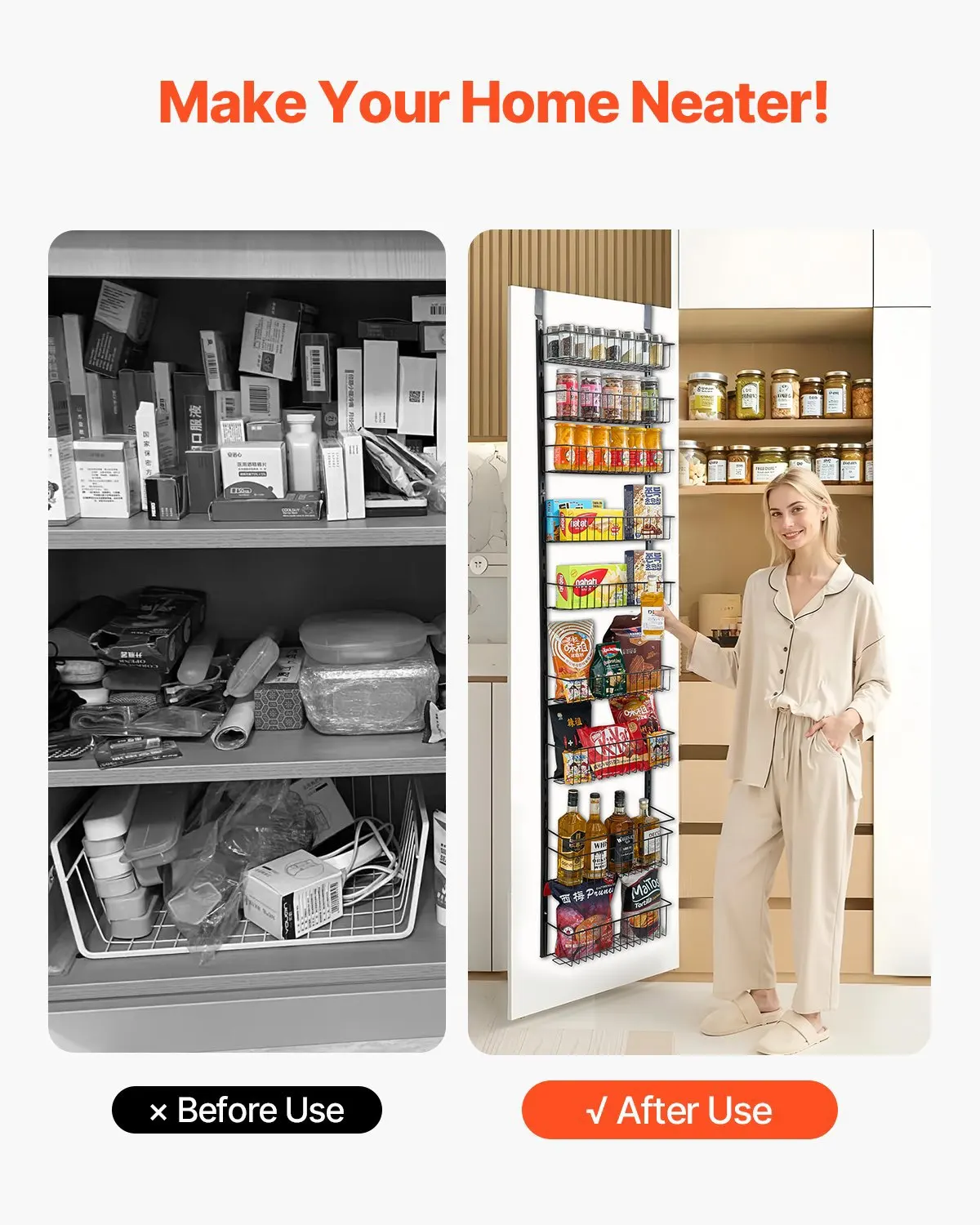 

Навесной органайзер для кладовой, 9-уровневая система организации и хранения, прочная стальная подвесная полка для специй, регулируемая настенная.