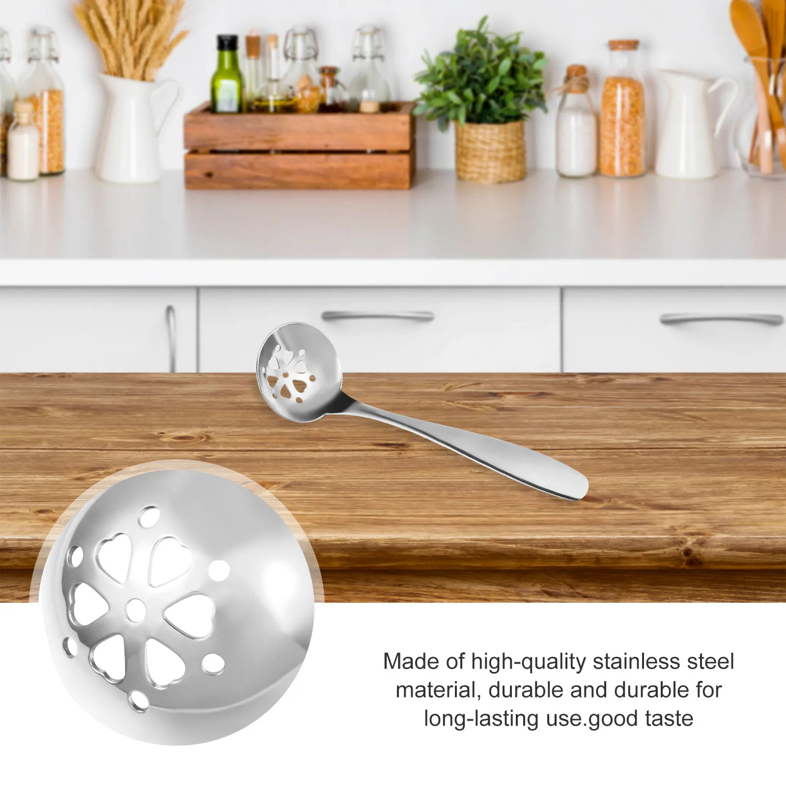 

1pc Stainless Steel Skimmer Spoon Filter Spoon Hot Pot Kitchen Tool Food Strainer for Frying Cooking Noodles Stews