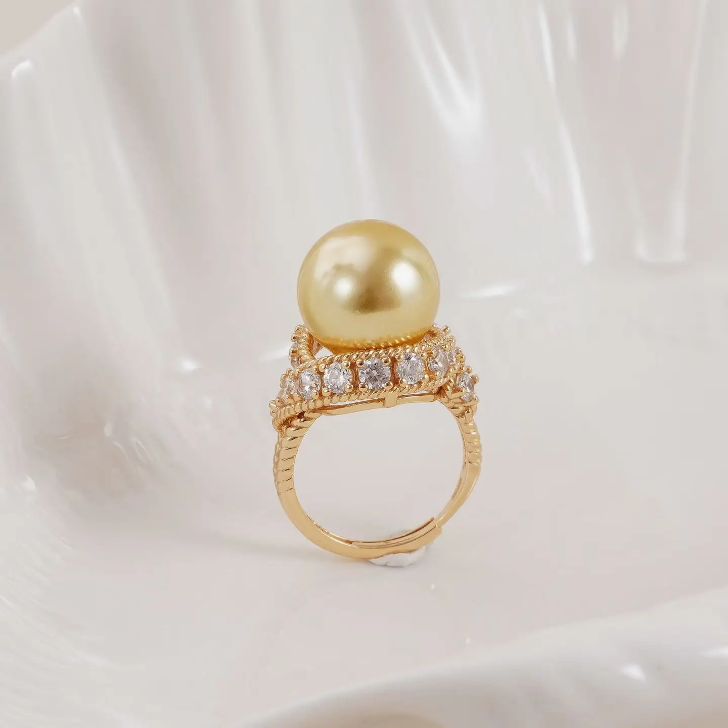 

S925 Sterling Silver Adjustable Finger Ring Mountings Base Setting Findings Jewelry Components for 12-13mm Pearls