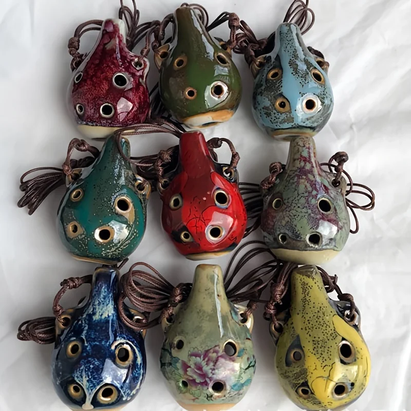 2023 Chinese Style 6 Hole Ocarina Multi-tone Ceramic Whistle Flute Ceramic Crafts Gifts Vintage Musical Instrument Accessories