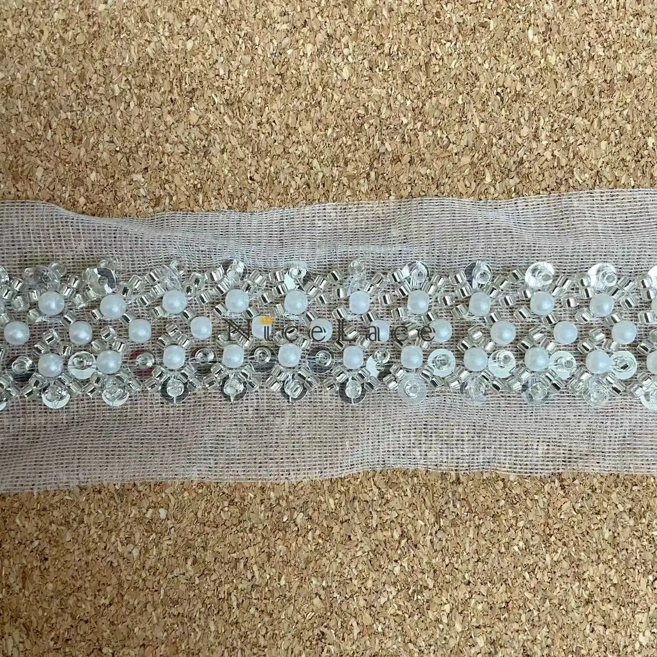 

NiceLace 14Yards/Lot Delicated Handemade Pearl Beads And Sequins Lace Trims Border Wedding Dresses Edge And Bride Bridal Veils