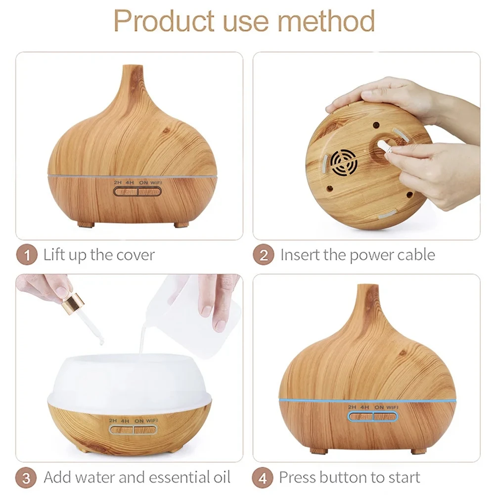 B51CNEW! Tuya Wifi Humidifier Essential Aroma Oil Diffuser Smart Home 400Ml Air Humidifier Mist Maker For Alexa EU Plug