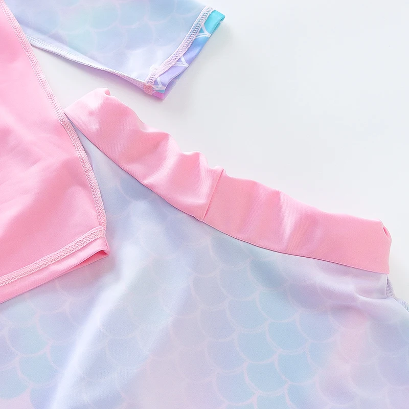 

Children's Swimming Suit Girl Long Sve Pants Separate Sun Protection Mermaid Baby Toddler Kids Hot Spring Swimming Set