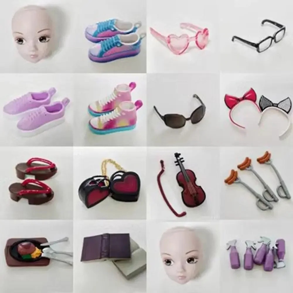 For 30cm Doll Fashion Doll Heart Shaped Bag For 1/6 Cute Headband Mini Eyeglasses Dollhouse Tableware DIY Doll Accessories