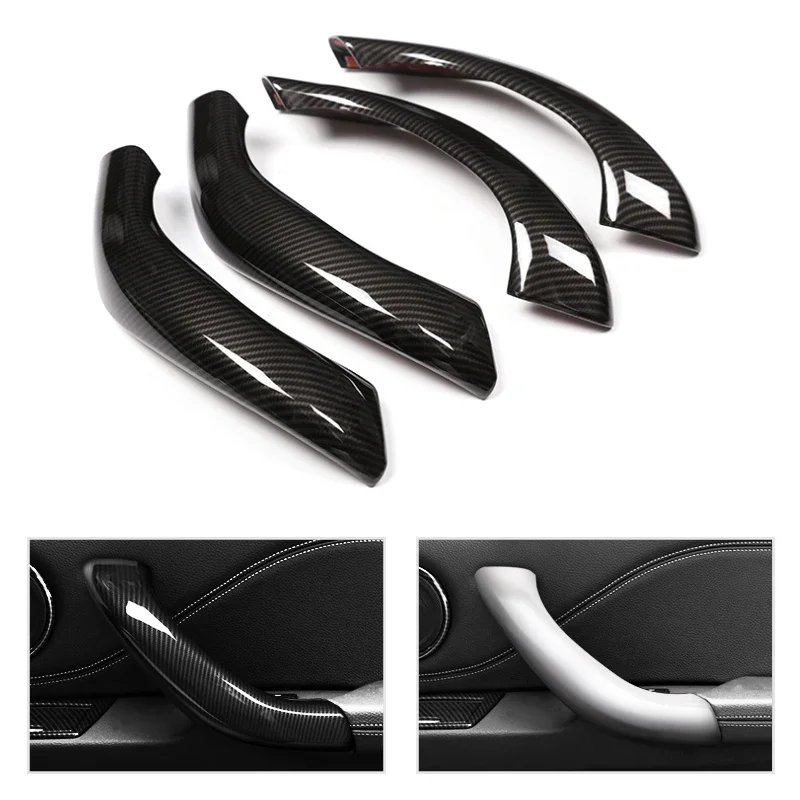 

For BMW X1 F48 2016 2017 2018 4pcs ABS Chrome / Carbon Fiber Texture Door Handle Armrest Cover Decorative Trim