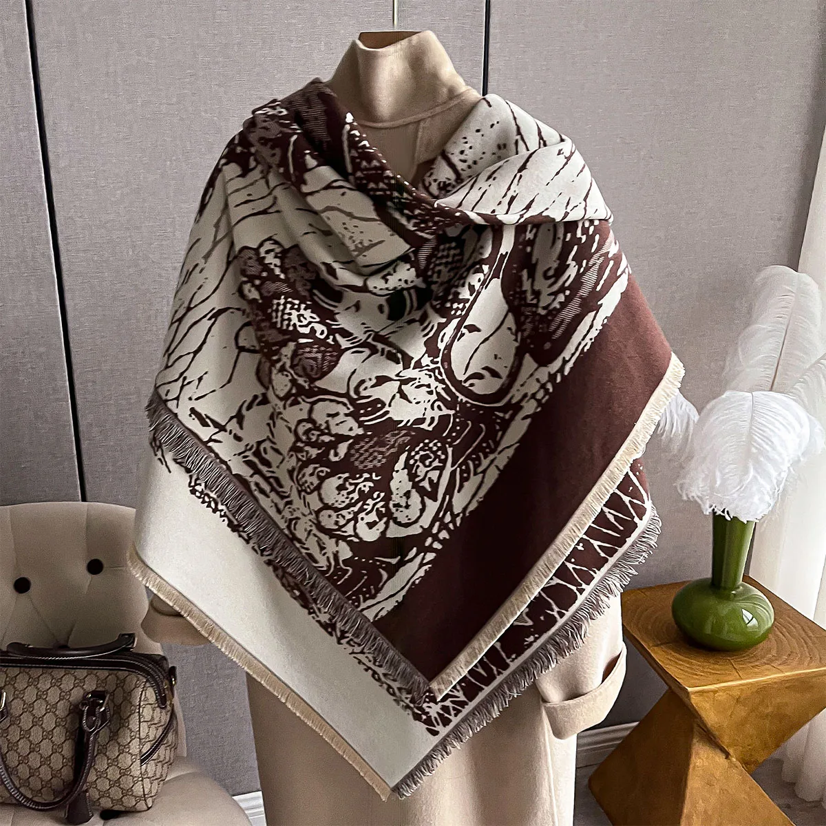 New Warm Winter Scarf Cashmere Women Pashmina Design Print Shawls Wrap Female Thick Blanket Soft Bufanda Stoles Fashion Kerchief