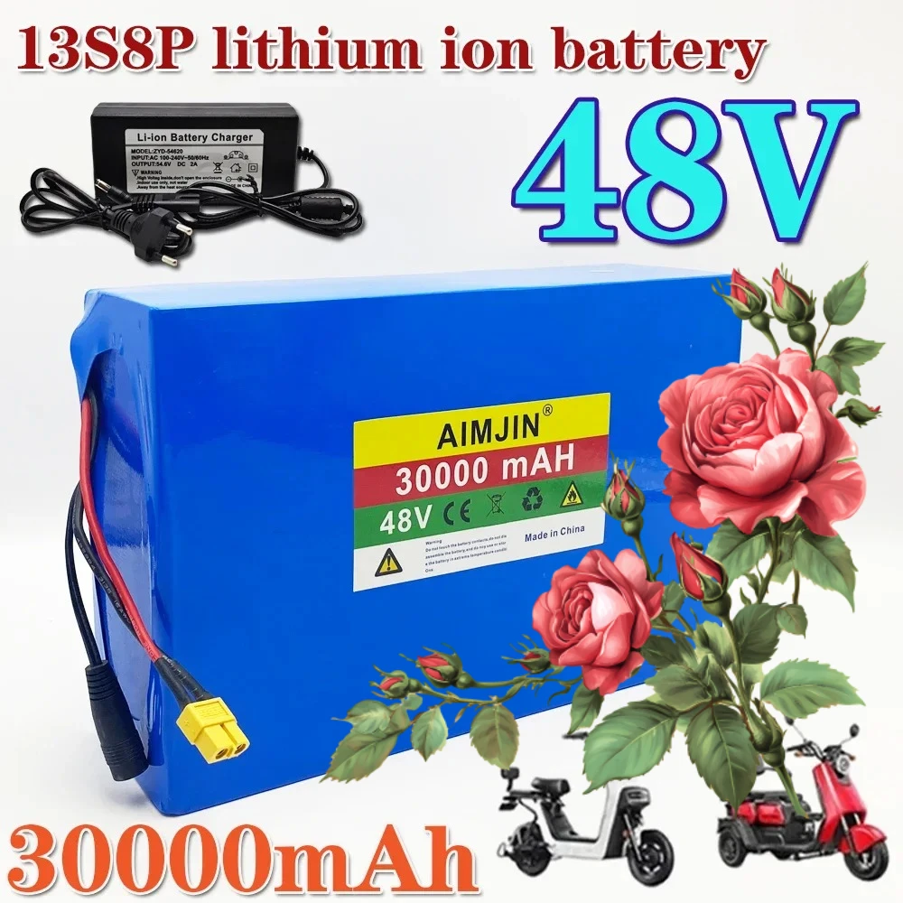 13S8P Battery 48V 30000mAh Lithium Battery Pack 1000W Bicycle Battery with Built-in 50A BMS