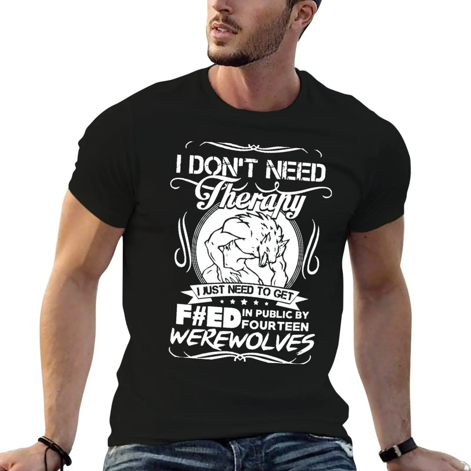 No necesito terapia, solo necesito que me dejen en paz. # Camiseta de diseño de Fourteen Werewolves, camisetas de diseñador, Ed In Public By Fourteen Werewolves