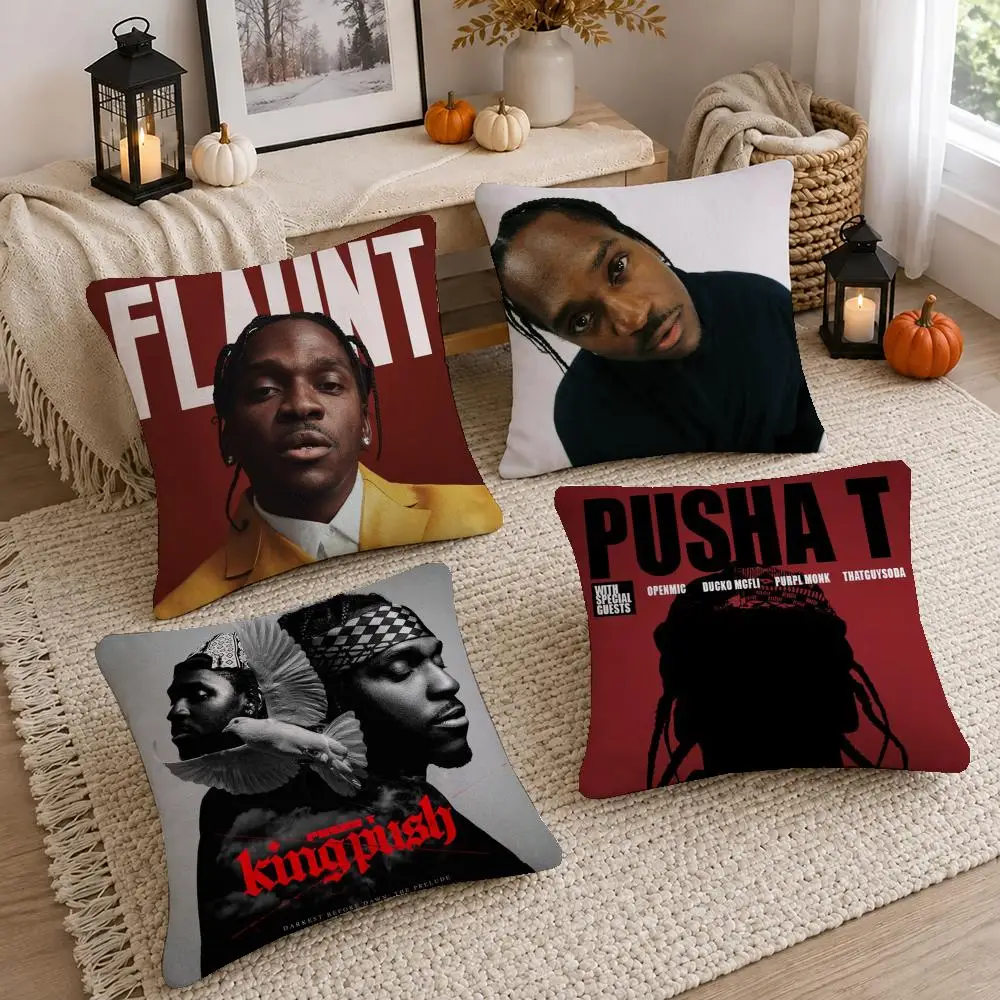 Sharp Rapper Pusha T Cushion Cover Washable Short Plush Pillowcase, Wrinkle Resistant Cushion Cover for Bedroom Decor Gift