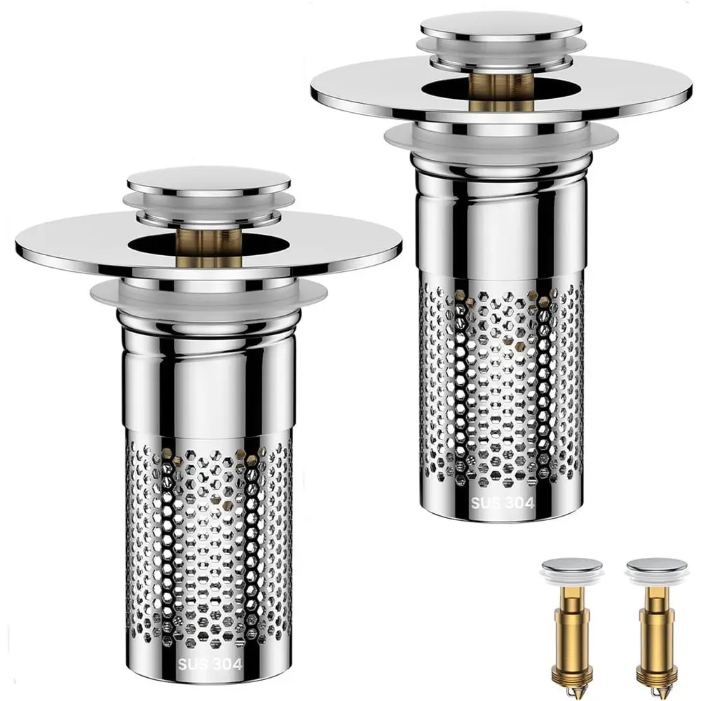 

Sink Drain Strainer, Hair Catcher, Stainless Steel Filter Basket, Removable Sink Stopper
