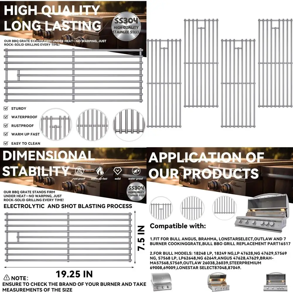 

8mm Stainless Steel 304 BBQ Grill Grates - Replacement for Bull, Angus, Brahma, Lonstar, Outlaw Models