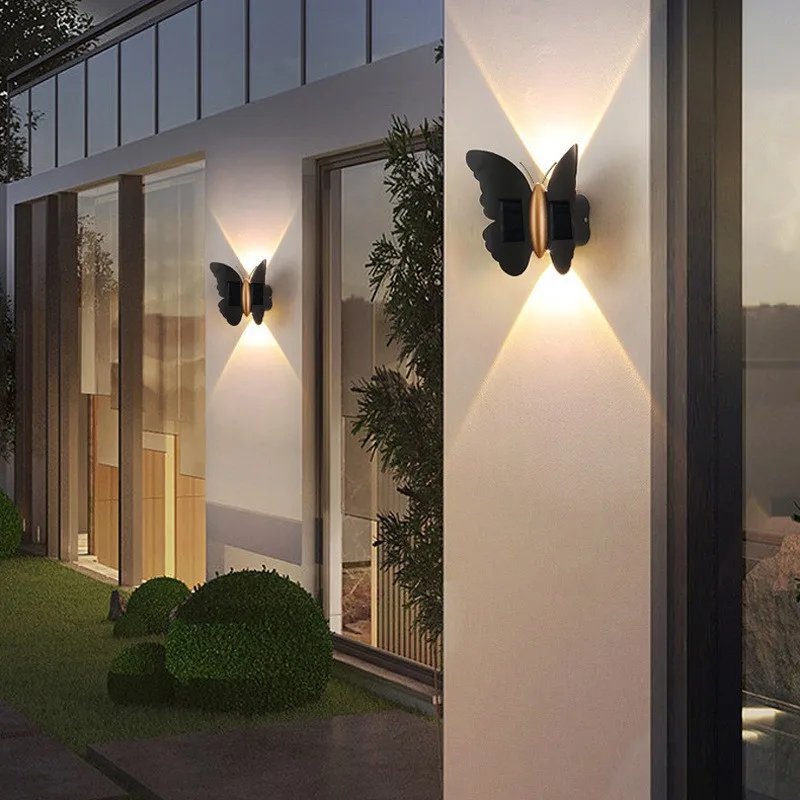 Butterfly Outdoor Solar Wall Lamp Simple Modern Garden Balcony Staircase Corridor Washing Light Source