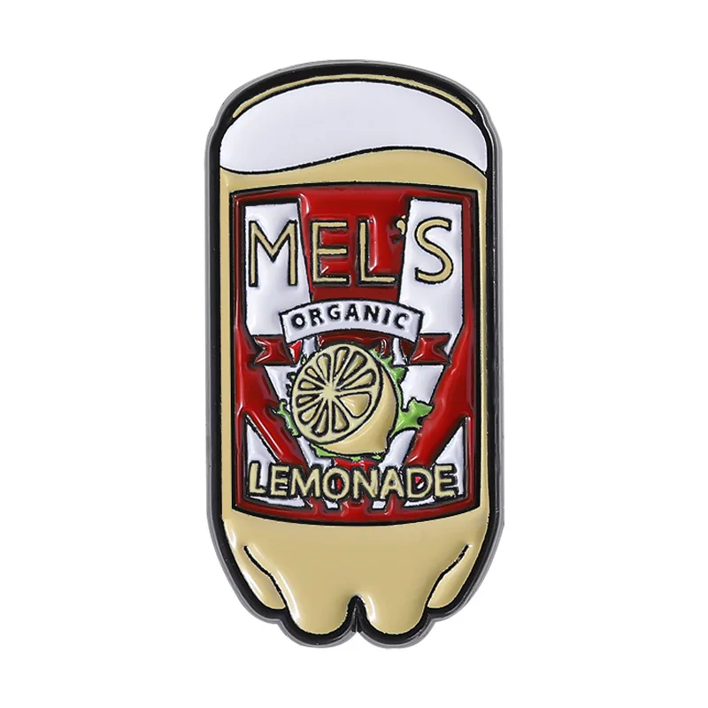 Broche de dibujos animados de lata de refresco, insignia de aleación con letras en inglés creativas e interesantes, accesorios para bolsos de ropa personalizados versátiles