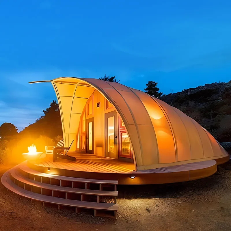 Large Bionic Camping Tent Outdoor Vacation Shelter with Bathroom Luxury Hotel Style Base for Glamping and Travel