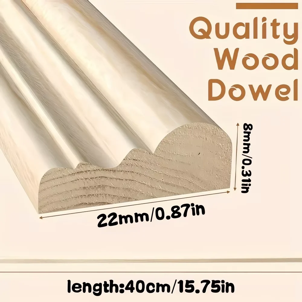 1/4/8/10pcs Wall Molding Trim, Split Wood Slats Mouldings for Door, Wall, Table, Cabinet, Mirror Craft Christmas Decors