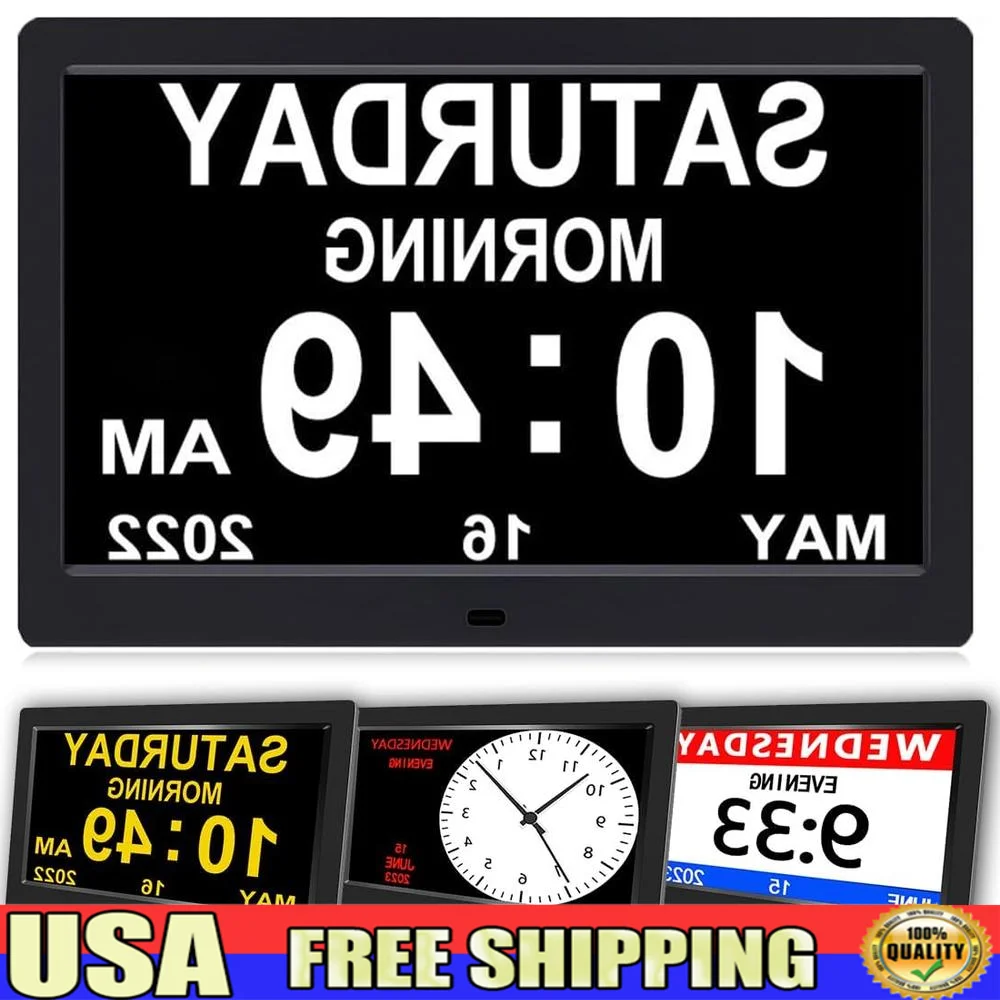 

Digital Calendar Alarm Clock Elderly with Large Display Adjustable Brightness Multiple Alarms Dementia Reminder Night Mode Photo