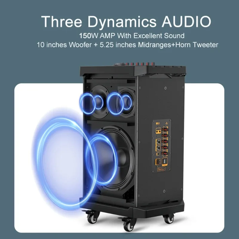 Wireless Big Bluetooth Speaker ABS Plastic Musical Instrument Speaker with Dual UHF Handheld Mic Support for Persormance