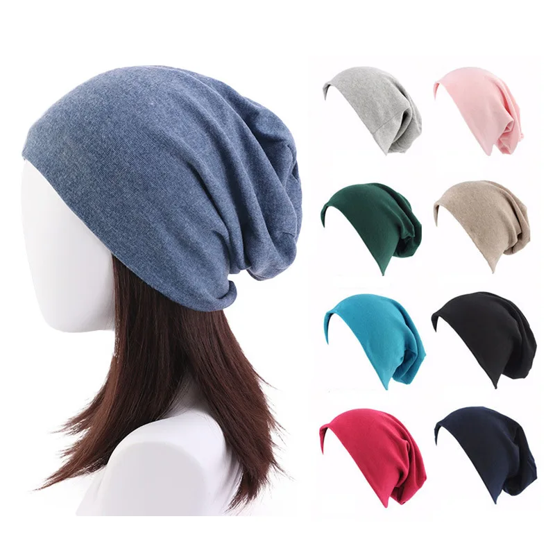 Gorro Baggy de Lã Unisex com Onda para Homens e Mulheres, Tampão de Caveira Oversize, Camisa Slouchy Plain, Cotton Warm Headwear, Candy Color