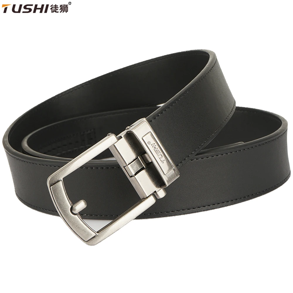 

TUSHI 38mm Leather Belts for Men Alloy Automatic Buckle Without Holes Men Brown Military Belt Natural Cowhide Tactical Belt Male