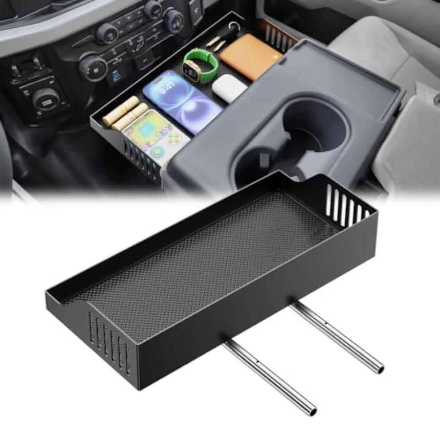 

All Metal Front Center Seat Headrest Compatible 2011-2025 2026 Ford F150 F250 F350 F450 F550 F650, Center Console Container Sto