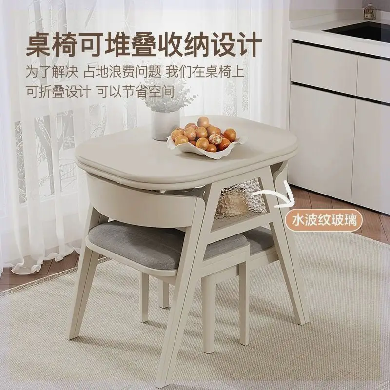 New 2024 small apartment mini coffee table small dining table solid wood cream style household balcony rock slab