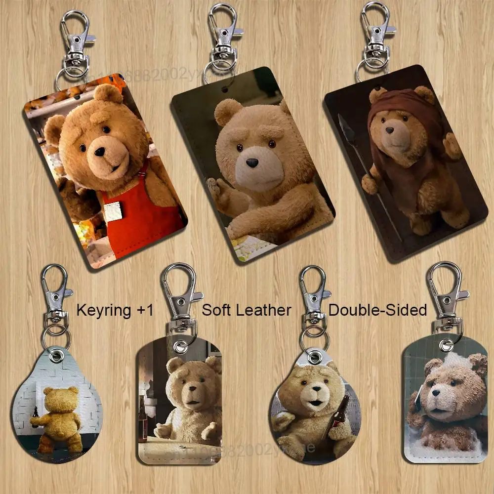 

Movie Cute Ted Bear Card Holder Keychain Key Ring Door Lock Access Protective Case For Security Gift