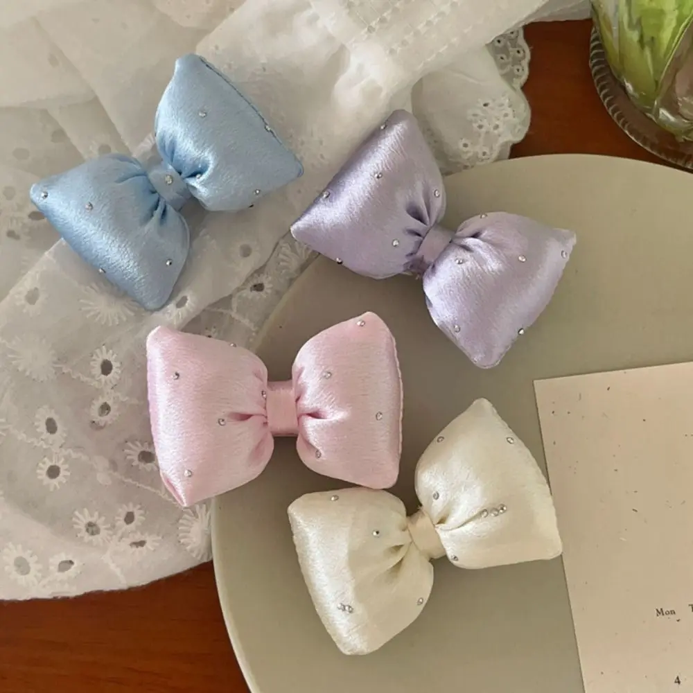 โบว์วัสดุสีฟองน้ําโบว์ Duckbill คลิปวัสดุทําด้วยมือ DIY วัสดุสามมิติ Rhinestone