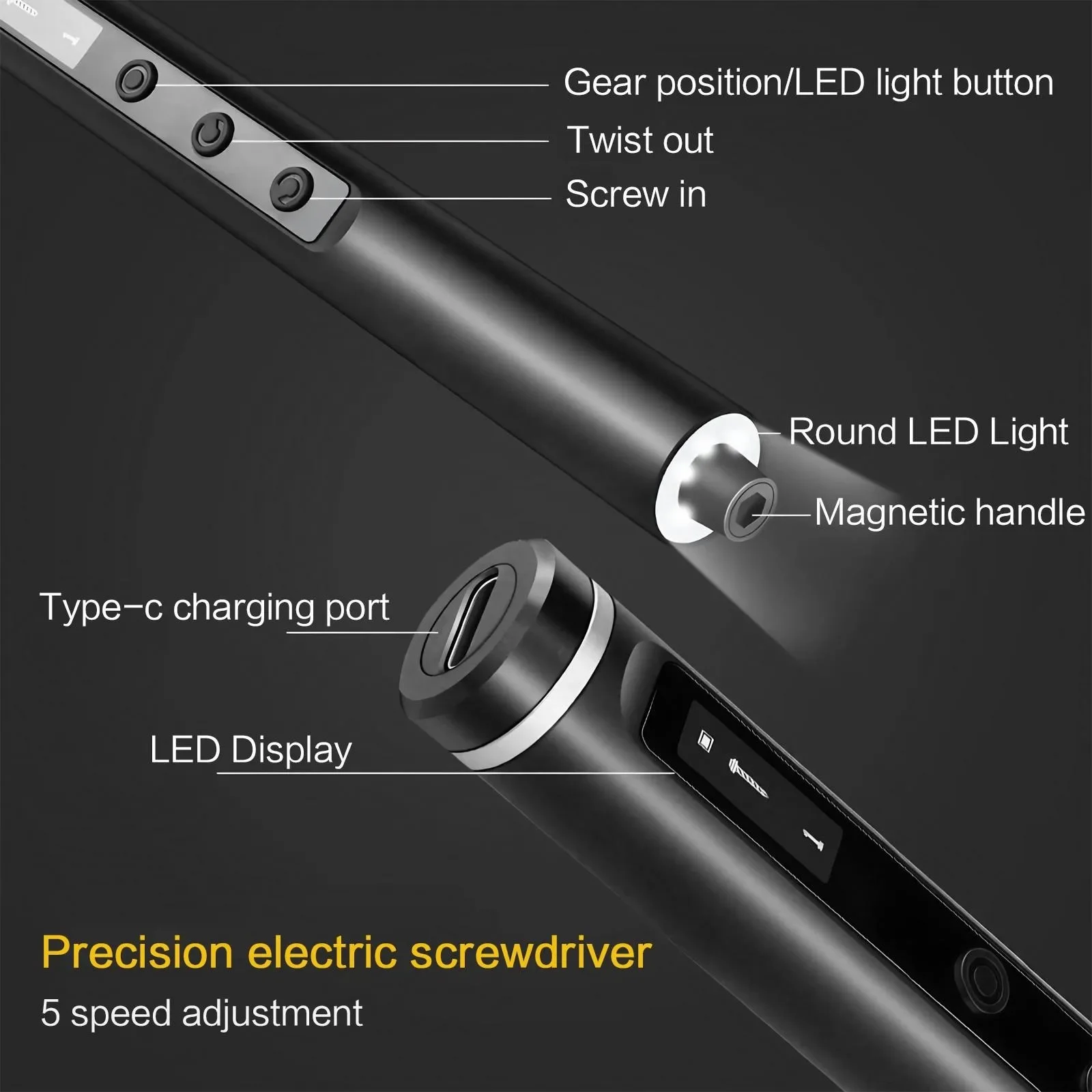 Set Obeng Listrik 42 Mata Obeng Magnetik 5 Pengaturan Torsi Alat Listrik Mini Untuk Perbaikan Elektronik