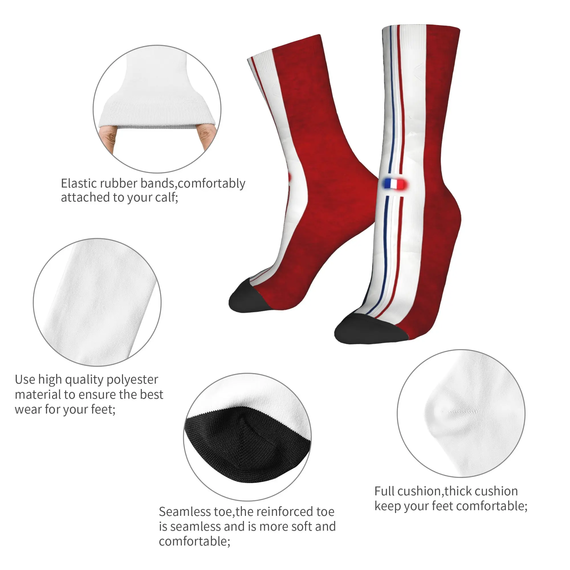 مخصص العلم الفرنسي المشارب الرجال النساء طاقم الجوارب للجنسين موضة فرنسا منطقة تسجيل الربيع الصيف الخريف الشتاء فستان الجوارب