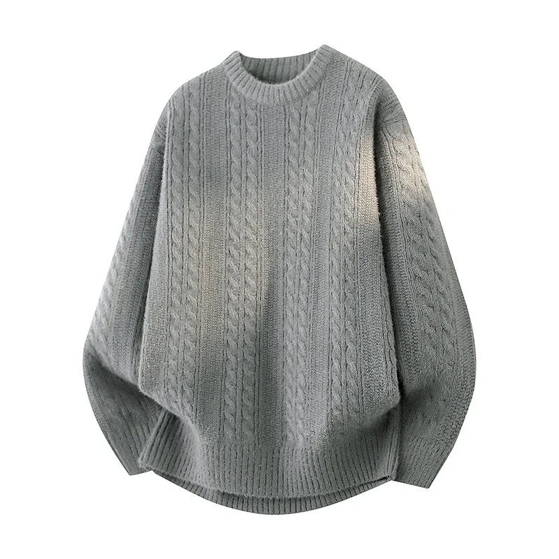 Trendy Solid Color Woven Knitted Sweater Fashionable High Street Pullover for Autumn Winter Daily Casual Warm Pullover