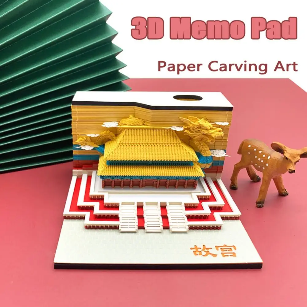 Creative 3D Memo Notepad Calendar Chinese Museum Pen Holder 3D Imperial Museum Calendar Hand-tear Non-Sticky