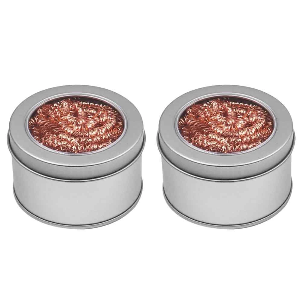 2PCS Filo metallico con supporto Set Saldatura Dissaldatura Saldatura Punta di ferro per saldatura Pulitore per scorie Pulizia Filtro a rete con sfera in acciaio