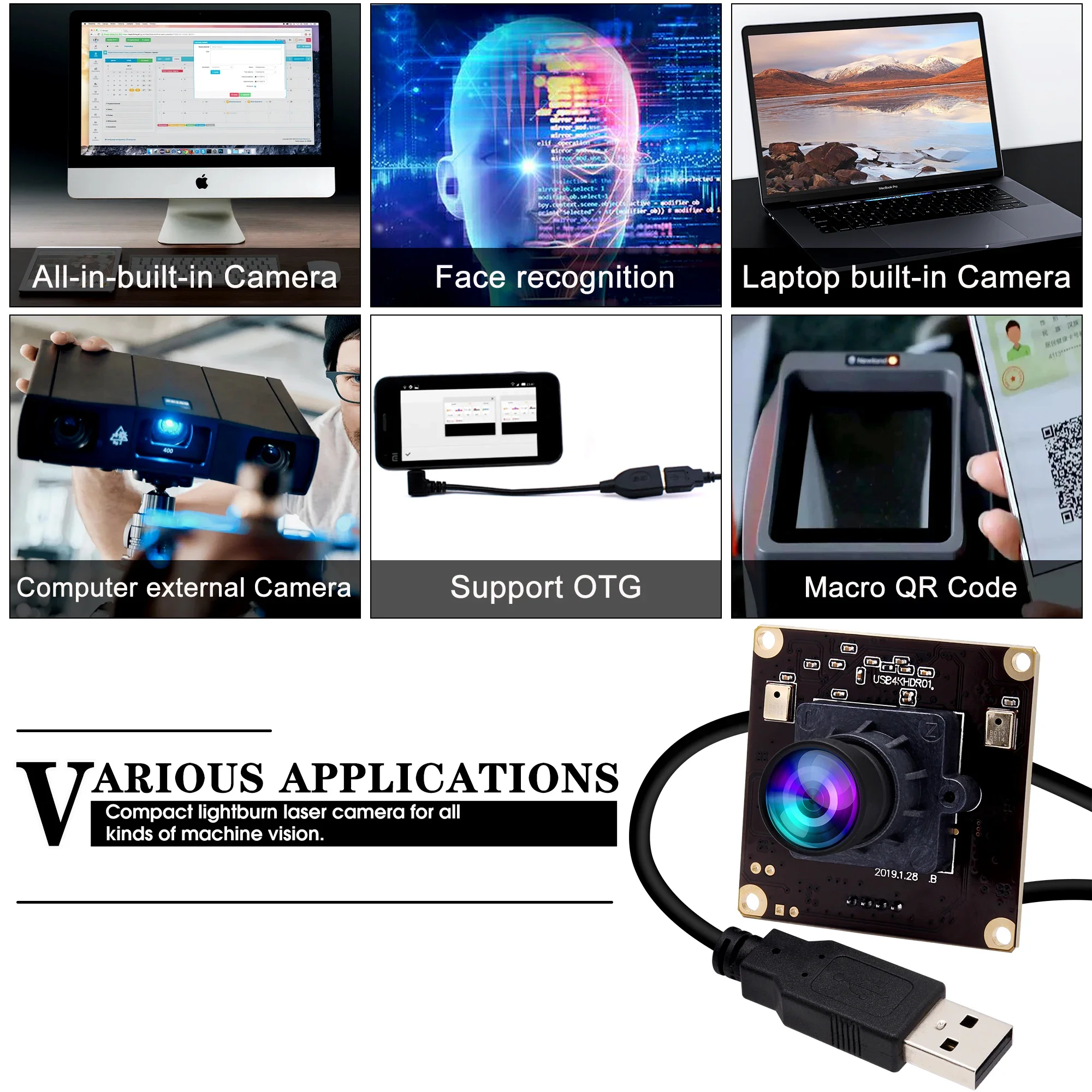 ELP 4K Ultra USB Camera Module CMOS IMX317 2160P 30fps USB Webcam With Microphone for Home Security , Industrial Machine Vision