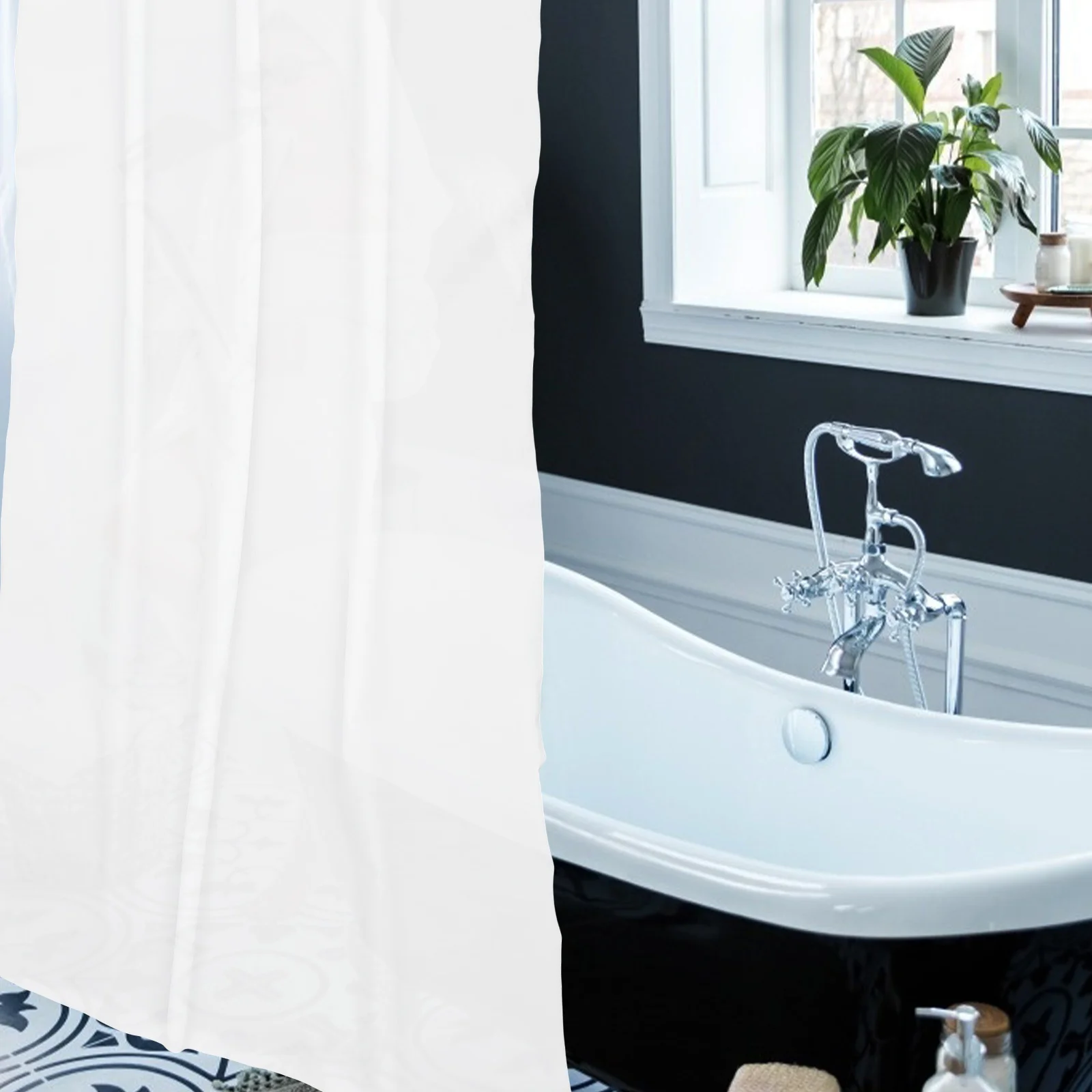 

Waterproof Bath Curtain Plain Color Peva Shower Curtain For Bathroom Decor Machine Washable Solid Thickened Non-Deform