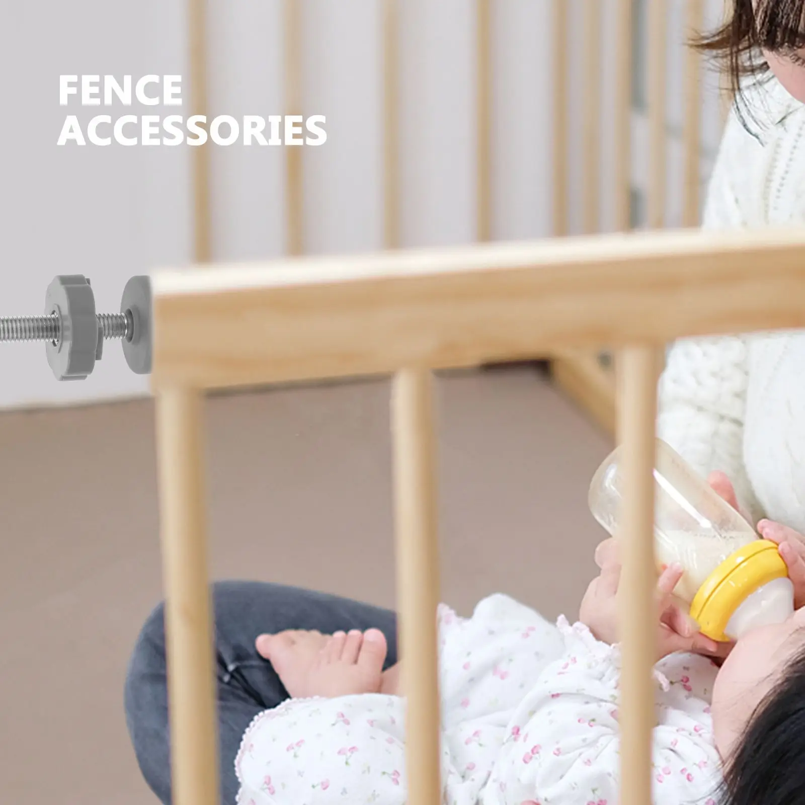 

4pcs Pet Isolation Fence Baby Gate Safety Door Guardrail Threaded Spindle Rods Grey Bolt Stair Mount Pressure Hardware Dog Gate
