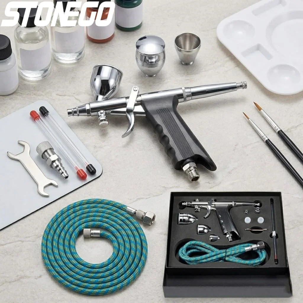 

Профессиональный аэрограф-набор с двойным действием, пистолет-распылитель, иглы 03, 05, 08 мм, стаканчики для краски 2, 5, 13 мл, для ногтей, тортов, татуировок, художественных проектов