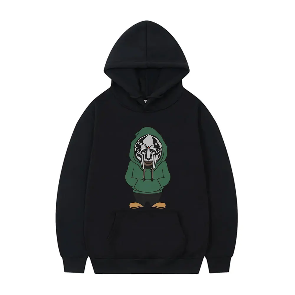 Rapper Mf Doom Cartoon Print Hoodie Madvillain Metal Mask Face Graphic Tracksuit Men Women Hip Hop Underground Vintage Hoodies