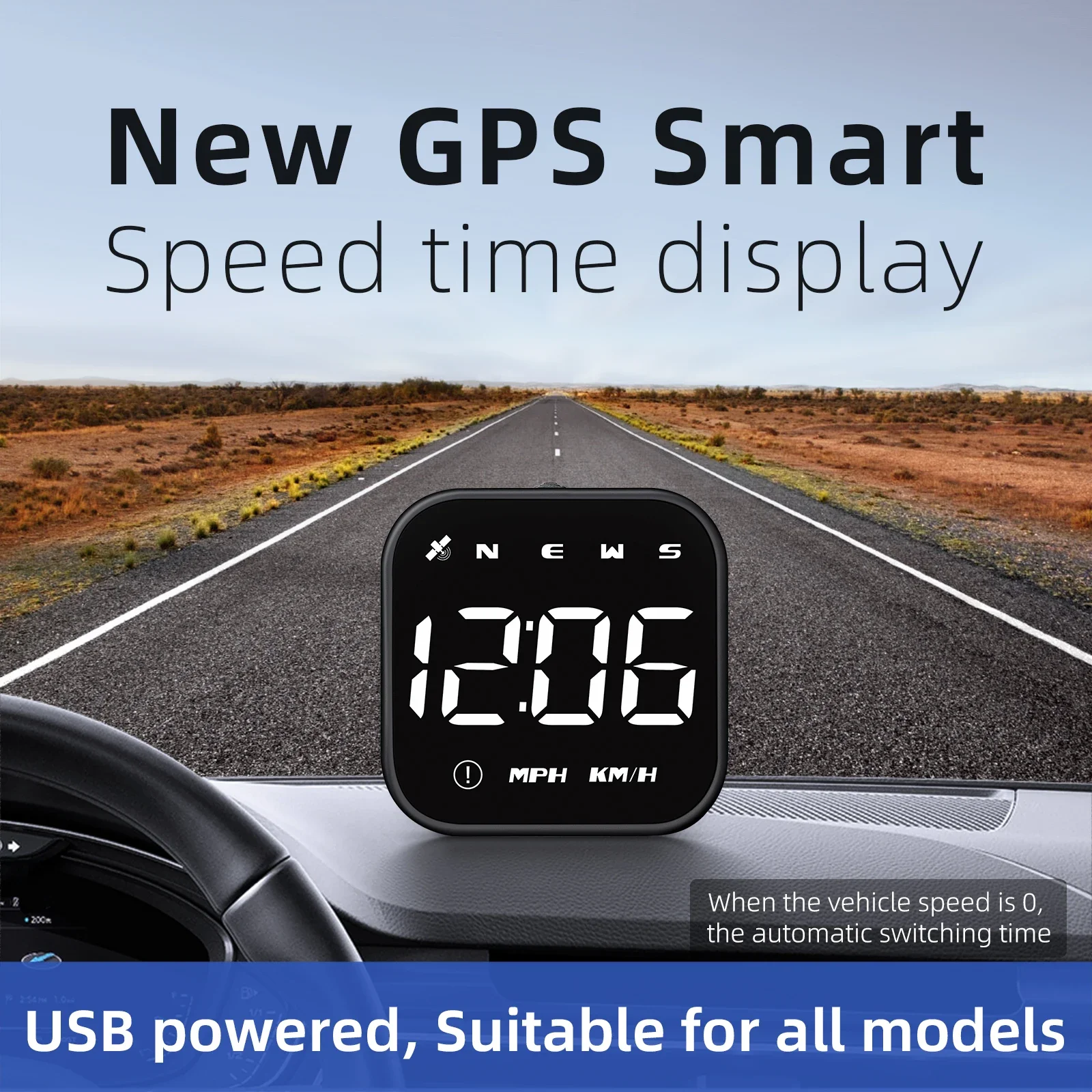 Car Head Up Display G4S HUD Digital GPS Speedometer MPH Overspeed Alarm Multifunctional Speedometer Compass HD LED Display